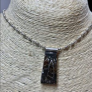 Turritella Agate Sterling Silver Pendant